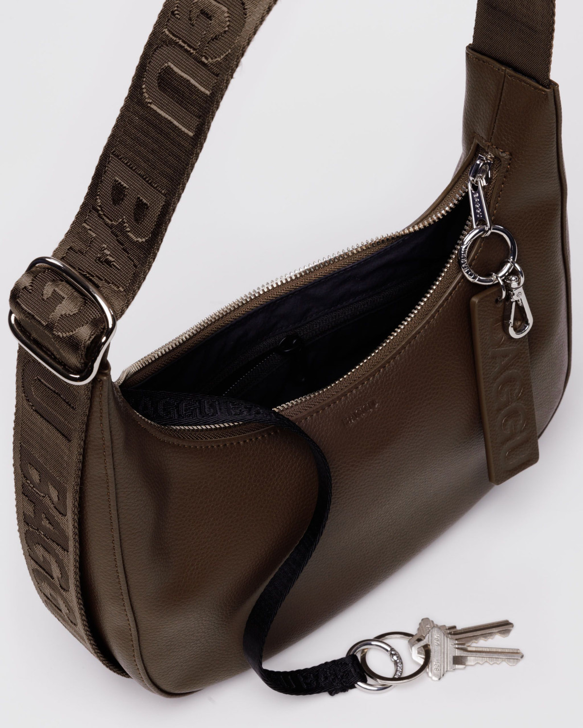Small Recycled Leather Crescent Bag - Image 4