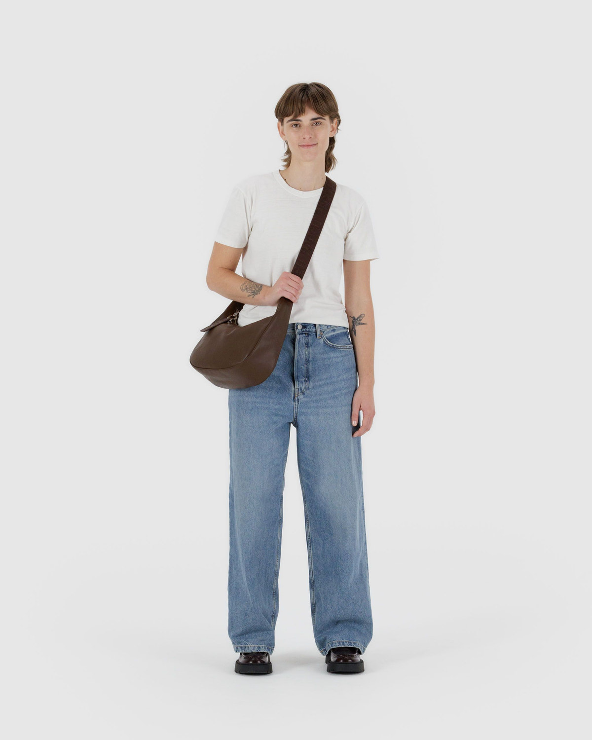 Medium Recycled Leather Crescent Bag - Image 2